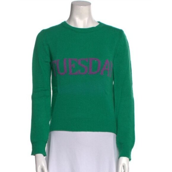 Unbranded Sweaters - Green Sweater Purple Tuesday Size S Super Soft LS Knit Crew Kneck Classic XS